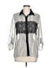 Studio Y 100% Polyester Stripes Silver 3/4 Sleeve Blouse Size M - photo 1