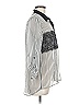 Studio Y 100% Polyester Stripes Silver 3/4 Sleeve Blouse Size M - photo 4