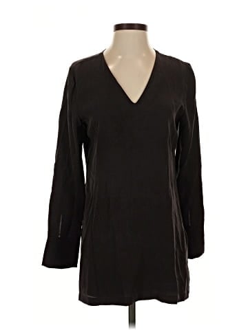 Ecru Long Sleeve Silk Top (view 1)