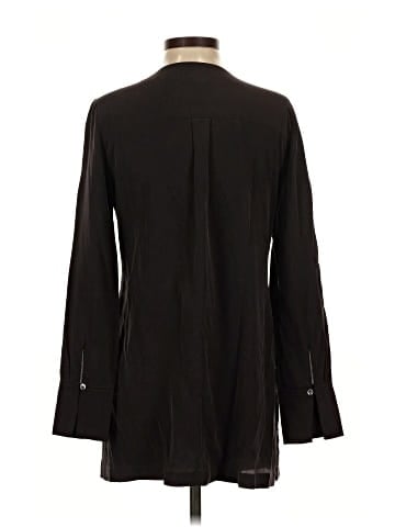 Ecru Long Sleeve Silk Top (view 2)