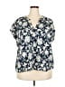 Lane Bryant Floral Blue Short Sleeve Blouse Size 22 - 24 Plus - photo 1