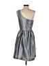 Alfred Sung 100% Polyester Metallic Silver Cocktail Dress Size 6 - photo 2
