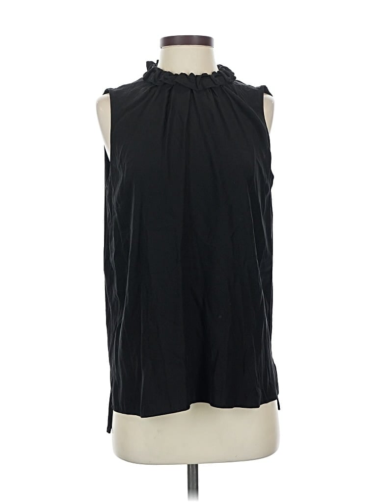 Pre-owned Per Se By Carlisle Sleeveless Silk Top Black Halter Neckline Tops