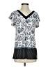 Cato Blue White Short Sleeve Blouse Size S - photo 1