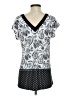 Cato Blue White Short Sleeve Blouse Size S - photo 2