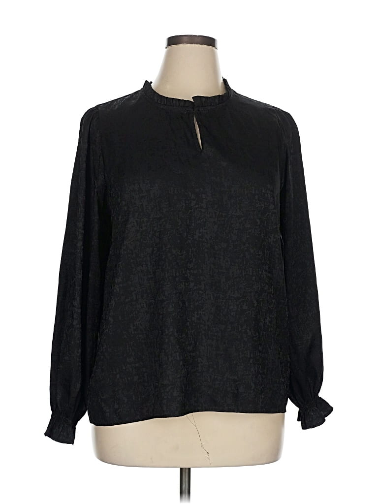 Pre-owned Chenault Long Sleeve Blouse In Black