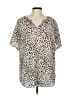 Beeson River 100% Polyester Animal Print Ivory Short Sleeve Blouse Size L - photo 1