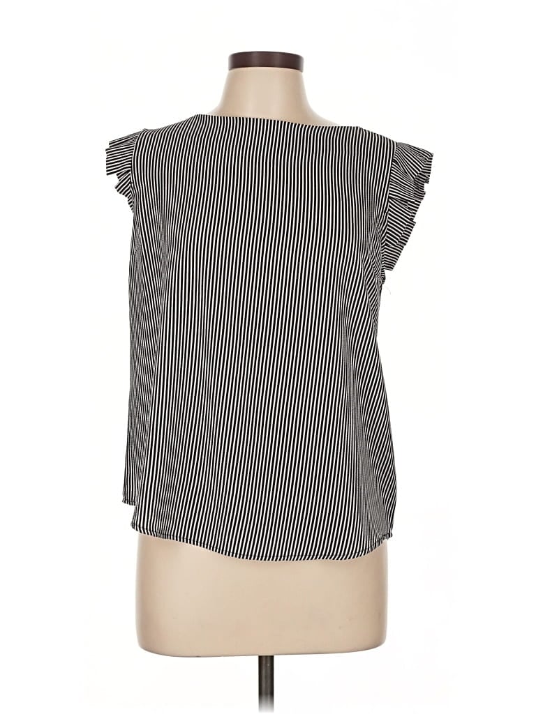 Pre-owned Monteau Short Sleeve Top Gray Ruffles Neckline Tops