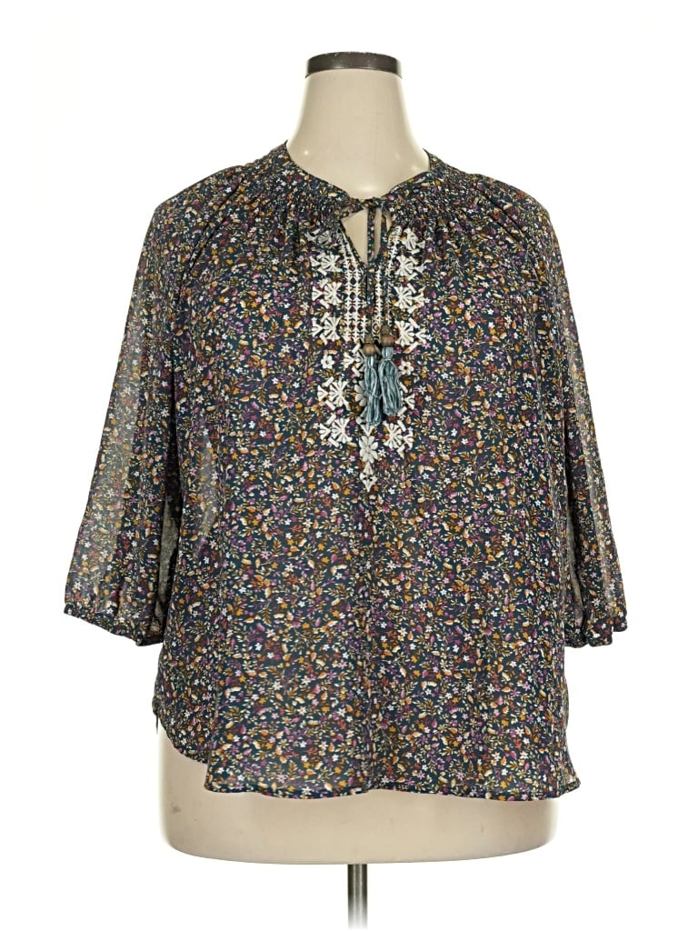 Pre-owned Mason & Belle 3/4 Sleeve Blouse In Gray