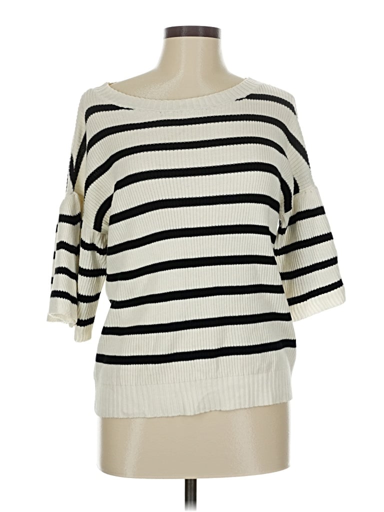 Pre-owned Chaser 3/4 Sleeve Top Ivory Boatneck Tops In White