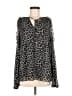 MICHAEL Michael Kors 100% Polyester Animal Print Silver Long Sleeve Blouse Size M - photo 1