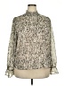 Halogen 100% Polyester Animal Print Silver Long Sleeve Blouse Size XXL - photo 1