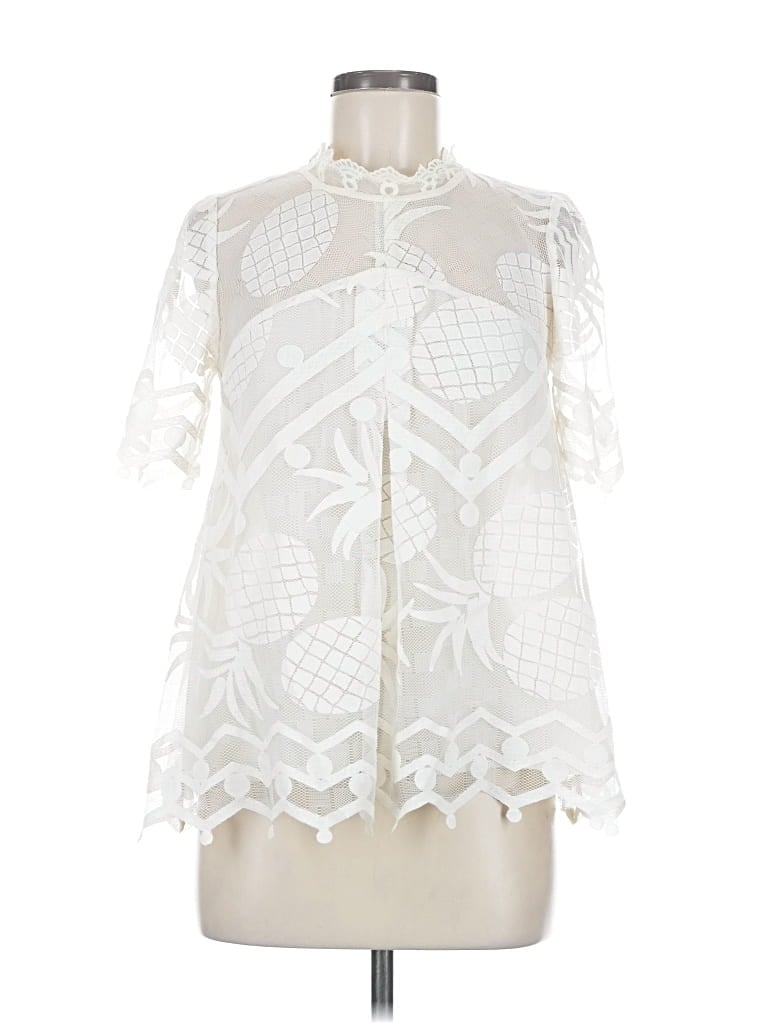 Pre-owned Hd In Paris Short Sleeve Blouse In White