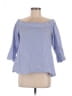 Cupio 100% Cotton Blue 3/4 Sleeve Blouse Size L - photo 1