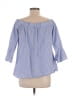 Cupio 100% Cotton Blue 3/4 Sleeve Blouse Size L - photo 2