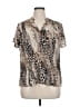 Dana Buchman 100% Polyester Animal Print Brown Short Sleeve Blouse Size XL - photo 1