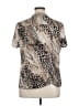 Dana Buchman 100% Polyester Animal Print Brown Short Sleeve Blouse Size XL - photo 2