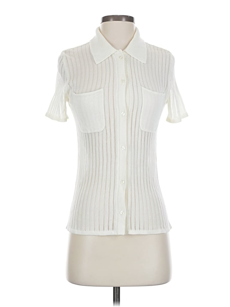 Pre-owned Andrea Jovine Short Sleeve Blouse In White