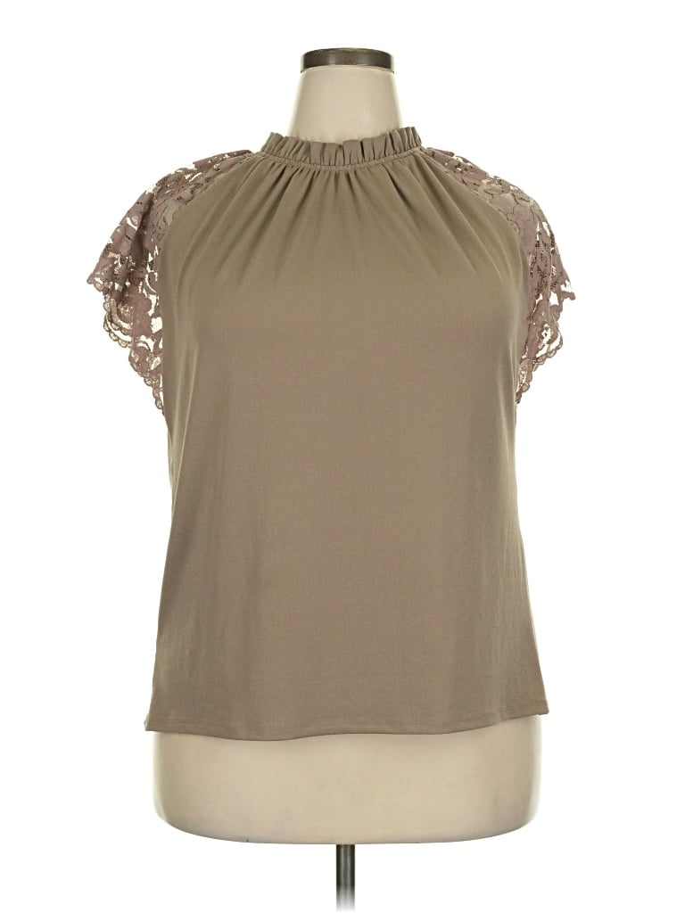 Pre-owned Worthington Short Sleeve Blouse In Brown