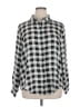 Erin London 100% Polyester Checkered-gingham Silver Long Sleeve Blouse Size XL - photo 1