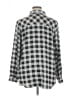 Erin London 100% Polyester Checkered-gingham Silver Long Sleeve Blouse Size XL - photo 2