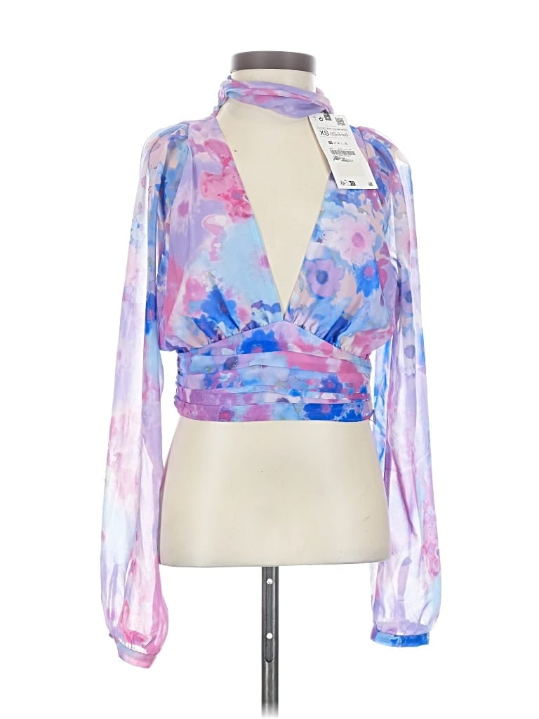 Zara Long Sleeve Blouse In Purple