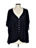 Weekend Suzanne Betro Black Blue Short Sleeve Blouse Size L - photo 1
