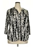 Carmen Carmen Marc Valvo Silver Black 3/4 Sleeve Blouse Size 2X - photo 1