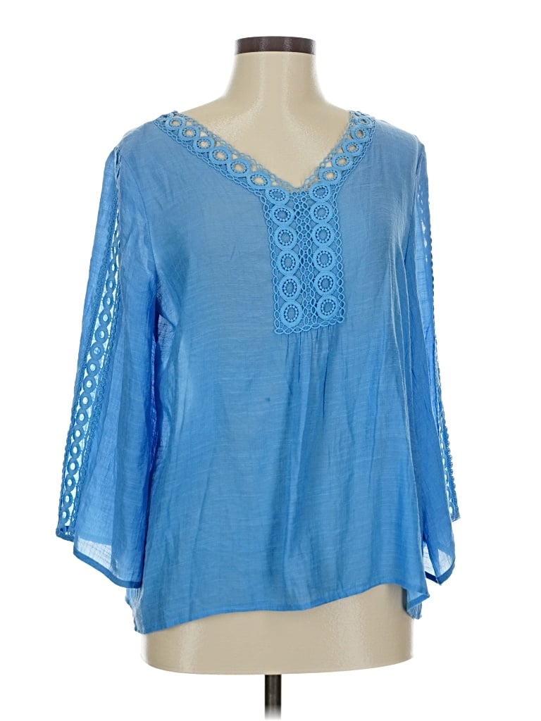 Pre-owned Counterparts 3/4 Sleeve Blouse In Blue