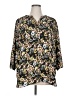 T Tahari 100% Polyester Floral Black Yellow 3/4 Sleeve Blouse Size 1X (estimated) - photo 1