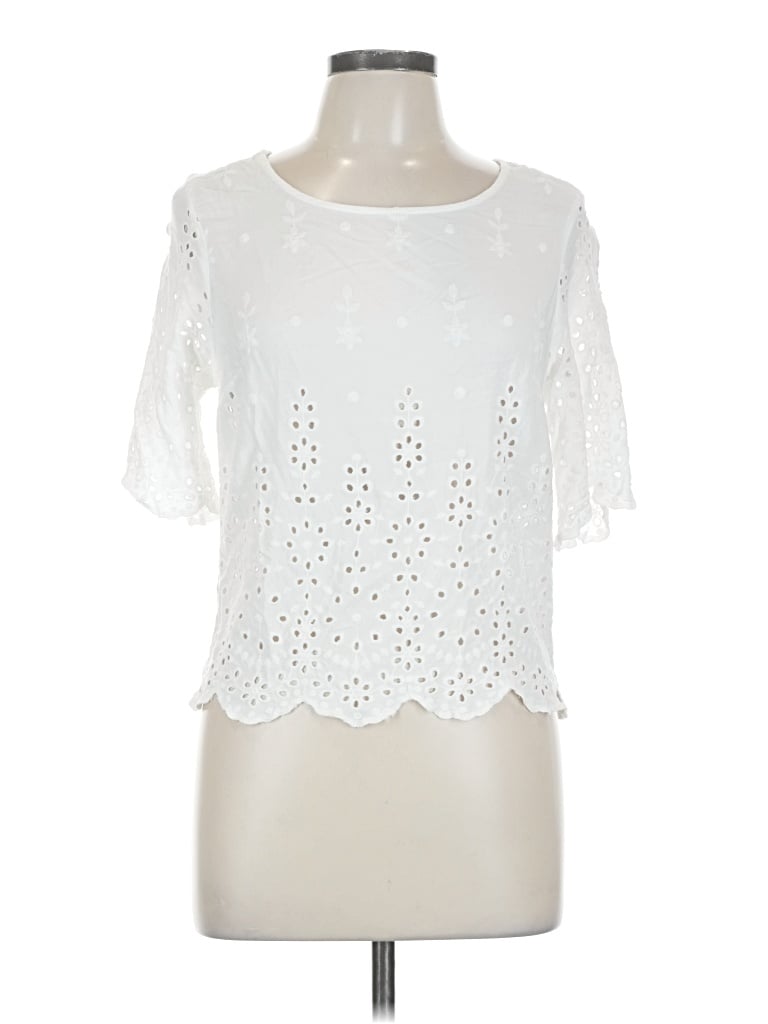 Pre-owned Japna Short Sleeve Blouse In White