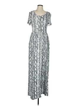 VIISHOW Women's Short Sleeve Maxi Dress - Loose Casual Long Dress With Pockets, Flower Gypsophila Black - View #9