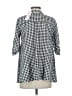 floryday Checkered-gingham Black 3/4 Sleeve Button-Down Shirt Size XS - photo 2