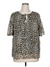retrology 100% Polyester Animal Print Silver Short Sleeve Blouse Size 1X - photo 1