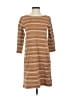Garnet Hill Stripes Brown Casual Dress Size 4 - photo 1