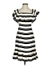 Halston Heritage 100% Polyester Stripes Ivory Casual Dress Size 0 - photo 1