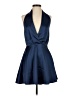 Glam Solid Blue Cocktail Dress Size S - photo 1