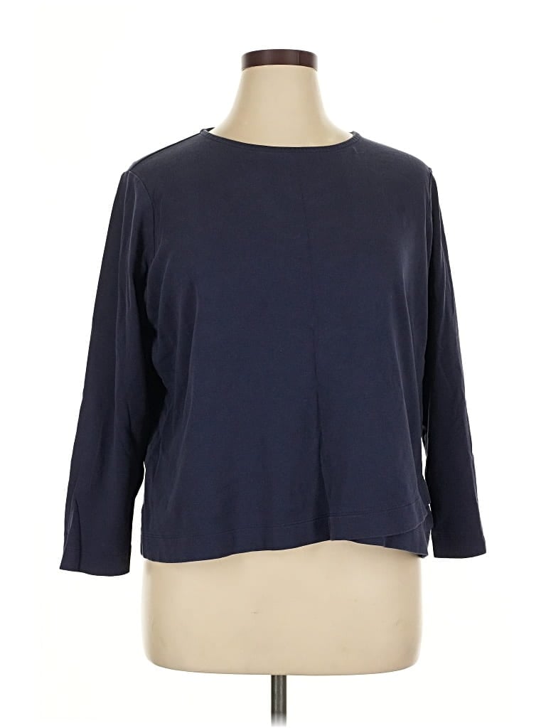 Pre-owned Appleseeds 3/4 Sleeve Top Blue Boatneck Tops