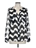 Collective Concepts Chevron-herringbone Silver Long Sleeve Blouse Size L - photo 1