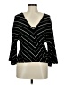 Express One Eleven Stripes Black Long Sleeve Blouse Size M - photo 1