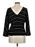 Express One Eleven Stripes Black Long Sleeve Blouse Size M - photo 2