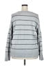 Pink Rose Stripes Gray Pullover Sweater Size 2X - photo 2