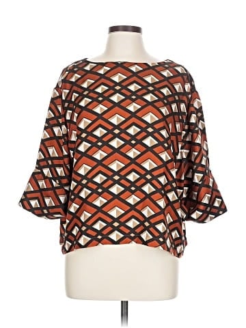 Black Label by Chico's 3/4 Sleeve Silk Top (view 1)