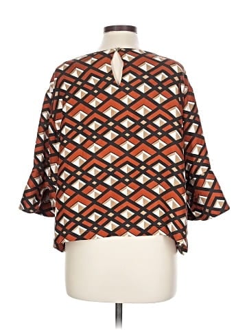Black Label by Chico's 3/4 Sleeve Silk Top (view 2)