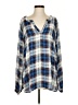 Skies Are Blue 100% Polyester Plaid Blue Long Sleeve Blouse Size 2 - photo 1