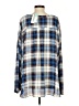 Skies Are Blue 100% Polyester Plaid Blue Long Sleeve Blouse Size 2 - photo 2