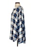 Skies Are Blue 100% Polyester Plaid Blue Long Sleeve Blouse Size 2 - photo 5