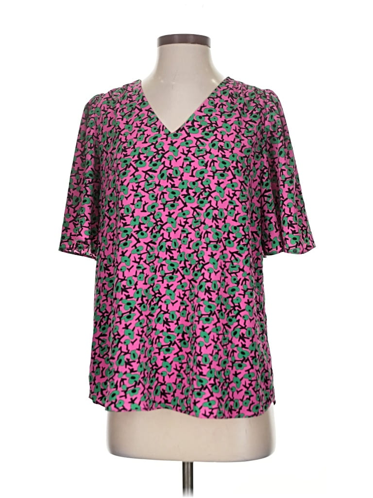 Pre-owned Jade Melody Tam Short Sleeve Blouse In Pink
