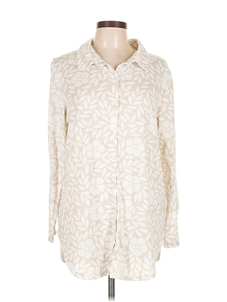 Pre-owned Lularoe Long Sleeve Blouse In White