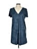 Lavender Brown 100% Polyester Solid Blue Casual Dress Size L - photo 1